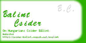 balint csider business card